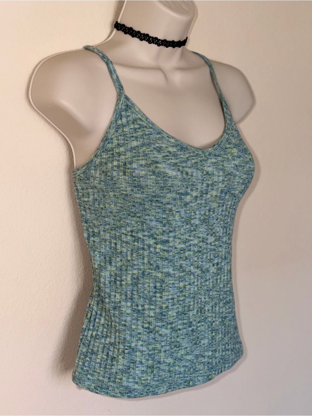 Green Marled Ribbed Tank Top Cami